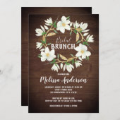 Rustikales Wood Magnolia Bridal Brunch Dusche Einladung (Vorne/Hinten)