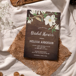 Rustikales Wood Magnolia Südliches Brautparty Einladung
