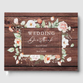 Rustikales Wood & Peach Floral Wedbook Gästebuch (Vorderseite)