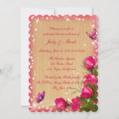 Rustikales Wood Pink Blumendach Hochzeitsessen Pro Einladung (Vorderseite)