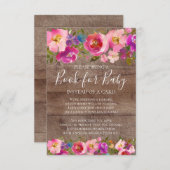 Rustikales Wood Pink Blumenspülung Buch für Baby Begleitkarte (Vorne/Hinten)