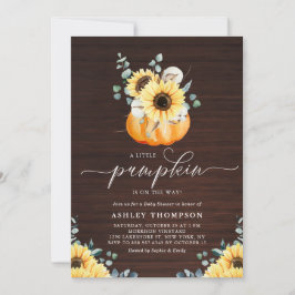 Rustikales Wood Pumpkin und Sonnenblumenbeutel Bab Einladung