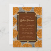 Rustikales Wood & Pumpkins Fall Baby Dusche Party Einladung (Vorderseite)