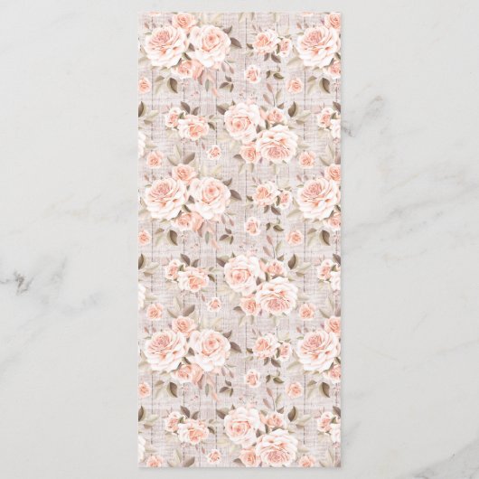 Rustikales Wood Romantische Shabby-Rose Hochzeitsm Programm (Rückseite)