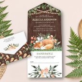 Rustikales Wood Schlaffox Woodland Babydusche All In One Einladung