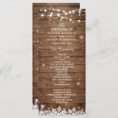 Rustikales Wood Snowflakes Winterhochzeitsprogramm Programm (Vorne/Hinten)