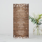 Rustikales Wood Snowflakes Winterhochzeitsprogramm Programm (Stehend Vorderseite)