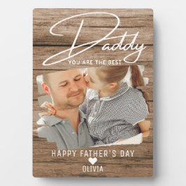 Rustikales Wood Vatertag Bestes Daddy-Foto Fotoplatte