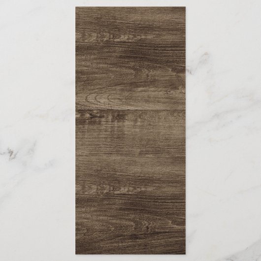 Rustikales Wood & Vintages Hochzeitmenü Menükarte (Rückseite)