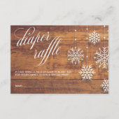 Rustikales Wood Winter BabyDusche Windel Raffle Ti Begleitkarte (Vorderseite)