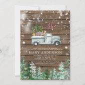 Rustikales Wood Winter Er oder sie Geschlecht offe Einladung (Vorderseite)