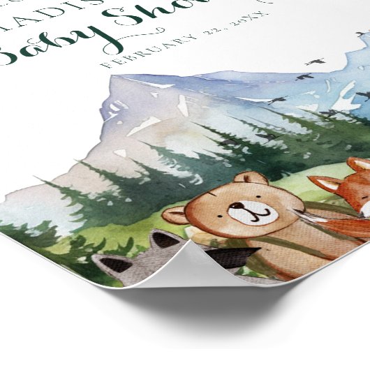 Rustikales Woodland Animal Baby Dusche Favoriten S Poster (Ecke)