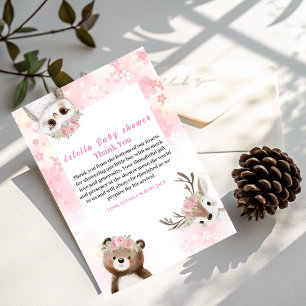 Rustikales Woodland Baby Girl Danke Karte