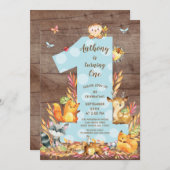 Rustikales Woodland Big One Boys Einladung zum Geb (Vorne/Hinten)