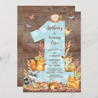 Rustikales Woodland Big One Boys Einladung zum Geb