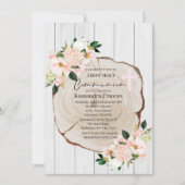 Rustikales Woodland Blush Bloral First Heilige Kom Einladung (Vorderseite)