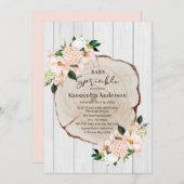 Rustikales Woodland Blush Floral Baby Sprinkle Einladung (Vorne/Hinten)