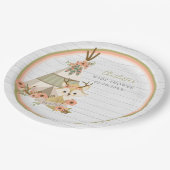 Rustikales Woodland Boho Fox Babydusche Pappteller (Schrägansicht)