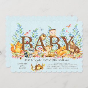 Rustikales Woodland Boysl Kinderdusche Einladung