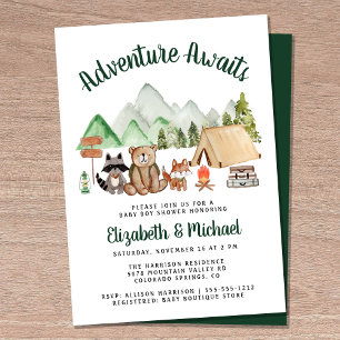 Rustikales Woodland Camping Paare Kinderdusche Einladung