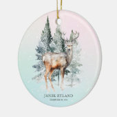 Rustikales Woodland Deer Baby Foto Keepake Keramik Ornament (Links)