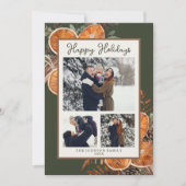 Rustikales Woodland Drei Foto Weihnachtskarte Feiertagskarte (Vorderseite)