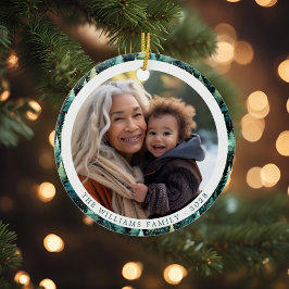 Rustikales Woodland Familienweihnachtsfest Foto Keramik Ornament