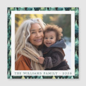 Rustikales Woodland Familienweihnachtsmagnet Foto Magnetkarte (Vorderseite)