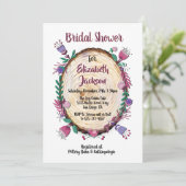 Rustikales Woodland Folklore Blume Brautparty Einladung (Stehend Vorderseite)