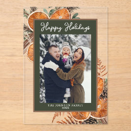 Rustikales Woodland Foto Weihnachtskarte Acryleinladungen