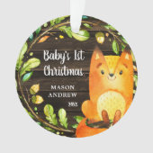Rustikales Woodland Fox Baby's First Christmas Ornament (Vorderseite)