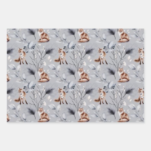 Rustikales Woodland Fox Winter Blätter (Vorderseite 2)