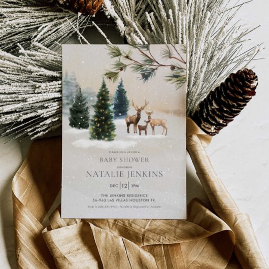 Rustikales Woodland Gender Neutral Baby Dusche Einladung