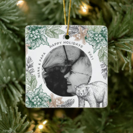 Rustikales Woodland Großeltern Foto Keramikornament