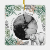 Rustikales Woodland Großeltern Foto Keramikornament (Vorderseite)