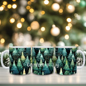 Rustikales Woodland Grüne Weihnachten Kaffeetasse