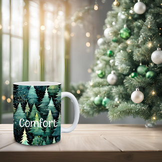 Rustikales Woodland Grüne Weihnachten Kaffeetasse