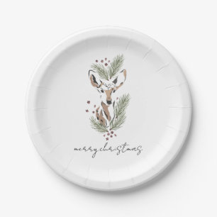 Rustikales Woodland Hirsche Weihnachtsfeiertag Pappteller