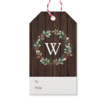 Rustikales Woodland Holiday Wreath Monogram-Gesche