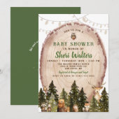 Rustikales Woodland Kinderdusche Einladung (Vorne/Hinten)