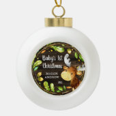 Rustikales Woodland Moose Baby's First Christmas Keramik Kugel-Ornament (Vorderseite)