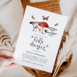 Rustikales Woodland Mushroom Kinderdusche Einladun Einladung