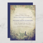 Rustikales Woodland Navy Probe Dinner Einladung (Vorne/Hinten)