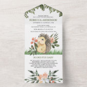 Rustikales Woodland Niedlich Igel Kinderdusche All In One Einladung (Innen Boden)