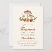 Rustikales Woodland Pilz Boho Babydusche Einladung (Vorderseite)