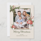 Rustikales Woodland Pilze Weihnachts-Foto Feiertagskarte (Vorderseite)