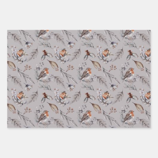 Rustikales Woodland Robin Winter Blätter (Vorderseite 2)