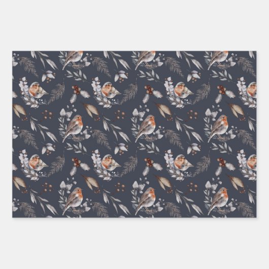 Rustikales Woodland Robin Winter Blätter (Vorderseite)