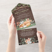 Rustikales Woodland Schlaffuchs Kinderdusche All In One Einladung (Abreißen)