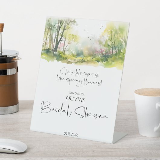 Rustikales Woodland Spring Brautparty Willkommen Sockelschild (In SItu)